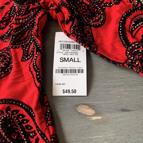 Red and black sparkly paisley blouse- new - Picture 3 of 4